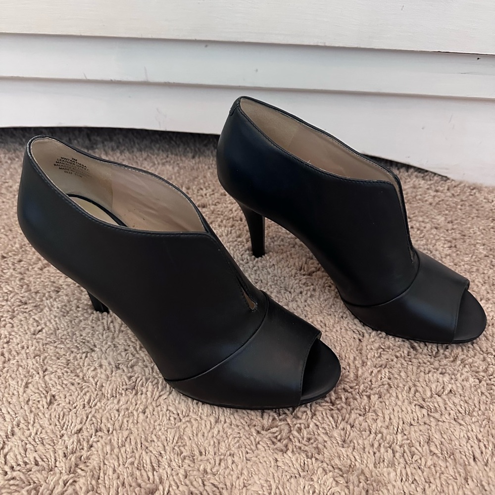 Nine West Black Peep-Toe Ankle Booties